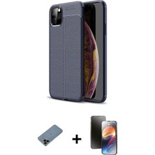Cepte Toptan iPhone 11 Pro Doruk Klasik Özel Seri - Siyah 3D Antistatik Mat Seramik Nano Ekran Koruyucu + Siyah Shine Kamera Lens Koruma Cam