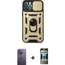 Cepte Toptan iPhone 12 Pro Ahenk Klasik - Siyah 34D Hayalet Izgaralı Cam + Beyaz Neon Fosforlu Kamera Lens