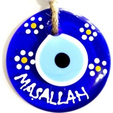 Maşallah Yazılı Papatya Desenli Nazar Boncuklu El Boyaması Duvar Süsü