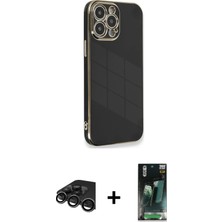 iPhone 15 Pro Yankı Serisi - Siyah 360 Mat Full Body Arka Koruyucu + Titanyum Gri Raze Metal Kamera Lens