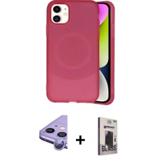 Cepte Toptan iPhone 11 Ufuk Serisi - Siyah Bilvis Hayalet Cam Ekran Koruyucu + Mor Raze Metal Kamera Lens