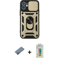 BUTİMAR'S iPhone 12 Mini Ahenk Klasik - Siyah Polymer Nano Ekran Koruyucu + Gold Shine Kamera Lens Koruma Cam