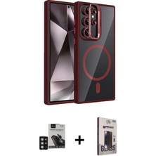 Cepte Toptan Galaxy S24 Ultra Yadigar Asil Koleksiyonu - Siyah Bilvis Hayalet Cam Ekran Koruyucu + Derin Mor Pvd Metal Kamera Lens