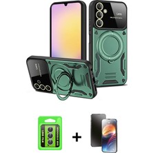 BUTİMAR'S Galaxy A15 4g Kıvılcım Modern Serisi - Siyah 3D Antistatik Mat Seramik Nano Ekran Koruyucu + Gümüş Raze Metal Kamera Lens