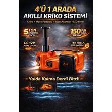 Kılıforyum 4’ü 1 Arada Elektrikli Kriko Seti 5 Ton 150 Psı Hava Pompası Bijon Anahtarı LED 12V
