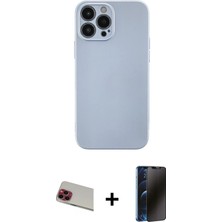 Cepte Toptan iPhone 13 Pro Max Ahenk Serisi - Siyah 3D Antistatik Hayalet Cam Ekran Koruyucu + Kırmızı Rainbow Kamera Lens Koruma Cam