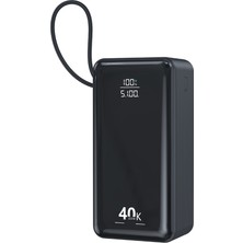 Sezy 40.000 Mah Taşınabilir Şarj Aleti 22.5w Pd Hızlı Şarj Lcd Şarj Göstergeli 6 Port Powerbank Siyah