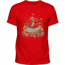 Efendioğlu Design Kısa Kollu Kule Yapan 23 Nisan Ulusal Egemenlik ve Çocuk Bayramı Baskılı Çocuk T-Shirt