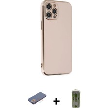 Cepte Toptan iPhone 12 Pro Max Yankı Serisi - Siyah Joko Magic 5d Hayalet Cam + Pembe Renkli Kamera Lens Koruma Cam