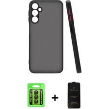 Galaxy A15 4g Ahenk Çizgi Serisi - Siyah 6d Antistatik Mat Seramik Hayalet Nano Ekran Koruyucu + Siyah Raze Metal Kamera Lens