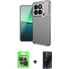 Cepte Toptan Mi 14T Pro Eksen Form Prime - Siyah 3D Antistatik Hayalet Cam Ekran Koruyucu + Siyah Raze Metal Kamera Lens