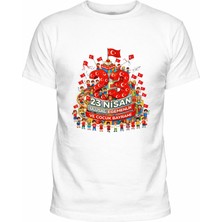 Efendioğlu Design Kısa Kollu Kule Yapan 23 Nisan Ulusal Egemenlik ve Çocuk Bayramı Baskılı Çocuk T-Shirt
