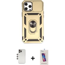 Cepte Toptan iPhone 12 Pro Max Ahenk Klasik - Siyah Joko 5d Cam + Gökkuşağı Shine Kamera Lens