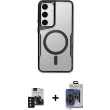 Cepte Toptan Galaxy S24 Yadigar Klasik Özel Seri - Siyah Vanessa Magic Cam + Titan Gri Pvd Metal Kamera Lens