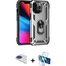 Cepte Toptan iPhone 13 Pro Max Ahenk Klasik Koleksiyonu - Siyah 3D Antistatik Cam Ekran Koruyucu + Lacivert Pers Alüminyum Kamera Lens