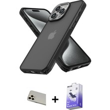 iPhone 13 Pro Max Atlas Form - Siyah Bilvis 5in1 5d Magic Hayalet Cam Ekran Koruyucu + Rose Gold Rainbow Kamera Lens Koruma Cam