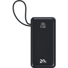 Sezy 20.000 Mah Taşınabilir Şarj Aleti 22.5w Pd Hızlı Şarj Lcd Şarj Göstergeli 6 Port Powerbank Siyah