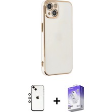 iPhone 14 Yankı Serisi - Siyah Bilvis 5in1 3D Magic Cam Ekran Koruyucu + Gökkuşağı Shine Kamera Lens