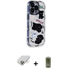 iPhone 14 Pro Max Ahenk Modern Serisi - Siyah Joko Magic 5d Hayalet Cam + Gold Band Metal Kamera Lens