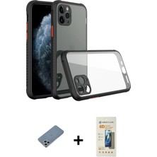 Cepte Toptan iPhone 11 Pro Max Nova Asil Özel Seri - Siyah 6d Mat Seramik Hayalet Nano Ekran Koruyucu + Gümüş Shine Kamera Lens Koruma Cam