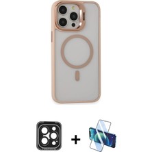 Cepte Toptan iPhone 15 Pro Max Ahenk Klasik Özel Seri - Siyah 3D Antistatik Cam Ekran Koruyucu + Siyah Pvd Metal Kamera Lens