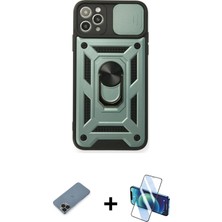 Cepte Toptan iPhone 11 Pro Max Ahenk Klasik - Siyah 3D Antistatik Cam Ekran Koruyucu + Siyah Metal Kamera Lens Koruma Cam