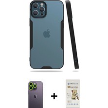 BUTİMAR'S iPhone 12 Pro Max Atlas Asil Serisi - Siyah Mat Seramik Nano Ekran Koruyucu + Yeşil Neon Fosforlu Kamera Lens