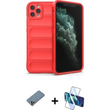 Cepte Toptan iPhone 11 Pro Max Atlas Koleksiyonu - Siyah 3D Antistatik Seramik Nano Ekran Koruyucu + Gökkuşağı Shine Kamera Lens Koruma Cam