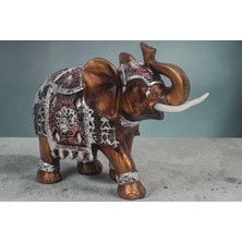 Elifeshop Lüks Ayna ve Nakış Işlemeli Feng Shui Fil Heykeli Dekoratif Biblo 17 Cm. Yeni Yıl Ev & Ofis Hediyesi