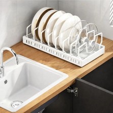 Eco Lounge Beyaz Renk Teleskopik Raylı Tava Tencere Organizeri