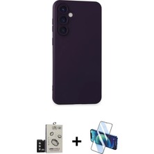 Cepte Toptan Galaxy S24 Ahenk Serisi - Siyah 3D Antistatik Seramik Nano Ekran Koruyucu + Titanyum Gri Bilvis Titan Kamera Lens