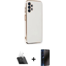 Cepte Toptan Galaxy A13 4g Yankı Serisi - Siyah 3D Antistatik Hayalet Cam Ekran Koruyucu + Şeffaf Kamera Lens Koruma Cam