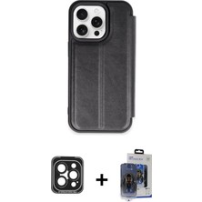 iPhone 15 Pro Max Zirve Yansıma Serisi - Siyah Vanessa Magic Cam + Siyah Pvd Metal Kamera Lens