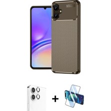Cepte Toptan Galaxy A06 Eksen Form Prime - Siyah 3D Antistatik Seramik Nano Ekran Koruyucu + Gümüş Raze Metal Kamera Lens