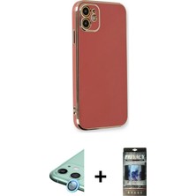 Cepte Toptan iPhone 11 Yankı Serisi - Siyah 34D Hayalet Izgaralı Cam + Mavi Raze Metal Kamera Lens