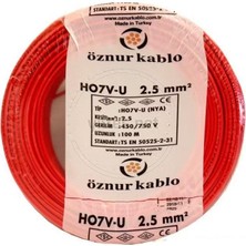 Öznur 2,5 Mm2 Nya Kablo Tek Damar Kırmızı 100MT