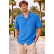 İnce Moda Giyim Erkek Kısa Kollu Dokulu Yazlık Gömlek – Rahat Kesim, Düğmeli, Hafif Kumaş