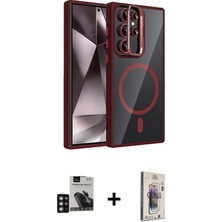 Cepte Toptan Galaxy S24 Ultra Yadigar Asil Koleksiyonu - Siyah Bilvis 3D Cam Ekran Koruyucu + Derin Mor Pvd Metal Kamera Lens