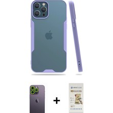 BUTİMAR'S iPhone 12 Pro Max Atlas Asil Serisi - Siyah Mat Seramik Nano Ekran Koruyucu + Yeşil Neon Fosforlu Kamera Lens