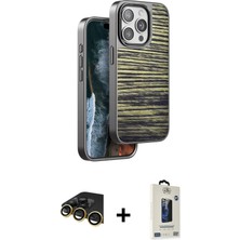 Cepte Toptan iPhone 14 Pro Max Atlas Minimal Özel Seri - Siyah Bilvis Hayalet Cam Ekran Koruyucu + Gold Raze Metal Kamera Lens