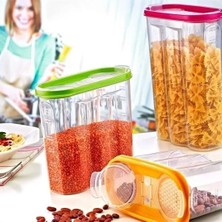 Eco Lounge 2 Kapaklı Ölçekli Erzak Kuru Gıda Saklama Kutusu Kabı 2,4 LITRE-SA940