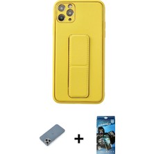 iPhone 11 Pro Max Akış Doku - Siyah 34D Izgaralı Cam + Gümüş Metal Kamera Lens Koruma Cam