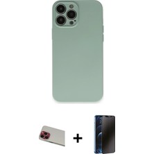 Cepte Toptan iPhone 13 Pro Max Ahenk Serisi - Siyah 3D Antistatik Hayalet Cam Ekran Koruyucu + Kırmızı Rainbow Kamera Lens Koruma Cam