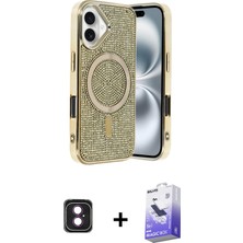 BUTİMAR'S iPhone 16 Eksen Çizgi - Siyah Bilvis 5in1 5d Magic Hayalet Cam Ekran Koruyucu + Pembe Pvd Metal Kamera Lens