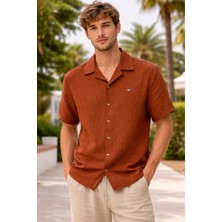 İnce Moda Giyim Erkek Kısa Kollu Dokulu Yazlık Gömlek – Rahat Kesim, Düğmeli, Hafif Kumaş