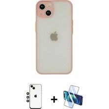 Cepte Toptan iPhone 14 Ahenk Çizgi Serisi - Siyah 3D Antistatik Cam Ekran Koruyucu + Yeşil Shine Kamera Lens