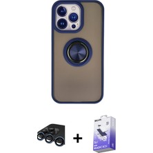 Cepte Toptan iPhone 15 Pro Max Yörünge Çizgi - Siyah Bilvis 5in1 5d Magic Hayalet Cam Ekran Koruyucu + Lacivert Raze Metal Kamera Lens