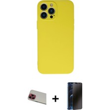 Cepte Toptan iPhone 13 Pro Max Ahenk Serisi - Siyah 3D Antistatik Hayalet Cam Ekran Koruyucu + Kırmızı Rainbow Kamera Lens Koruma Cam