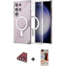 Galaxy S23 Ultra Ahenk Yansıma Prime - Siyah Autokit 5in1 Fiber Hayalet Cam Ekran Koruyucu + Kırmızı Valdez Metal Kamera Lens