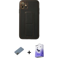 BUTİMAR'S iPhone 12 Akış Doku - Siyah Bilvis 5in1 5d Magic Hayalet Cam Ekran Koruyucu + Gold Shine Kamera Lens Koruma Cam